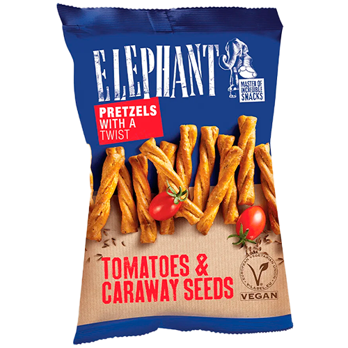 Elephant Pretzels Twisted Tomatoes & Caraway Seeds (70 g)