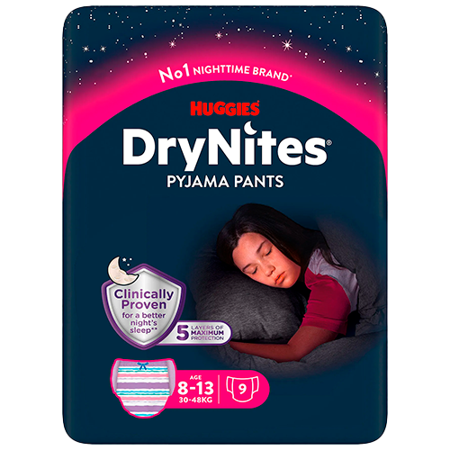 Huggies DryNites 8-13 År Girl (9 stk)