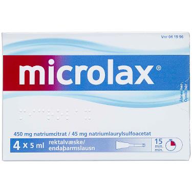 Microlax Rektalvæske OPL 9+90MG/ML - 4 stk. 5ML.