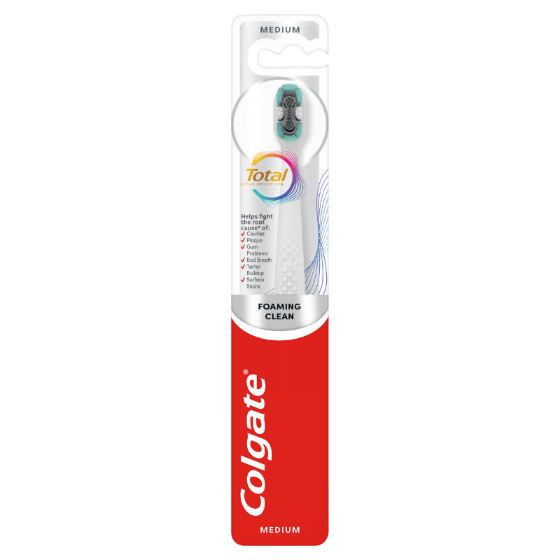 Colgate Total Foaming Clean Tandbørste Medium (1 stk)