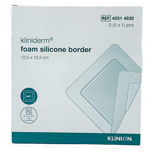 Kliniderm Foam Silikone Border 12,5x12,5 cm - 5 stk