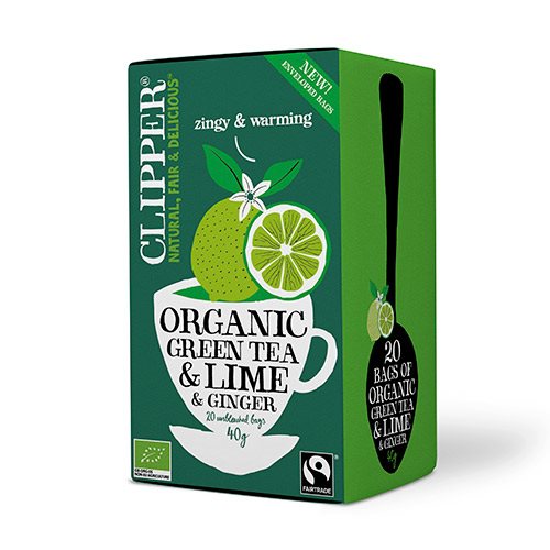 Clipper Økologisk Grøn Te med Lime & Ingefær - 20 br.
