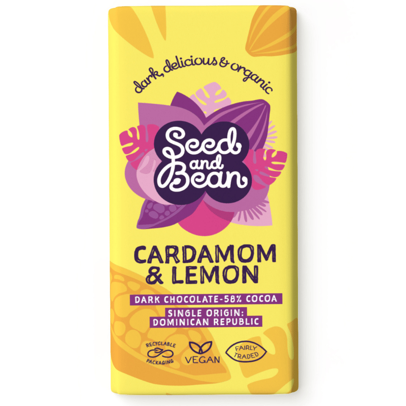 Seed & Bean Mørk Chokolade 58% Lemon & Cardamom Ø (75 g)