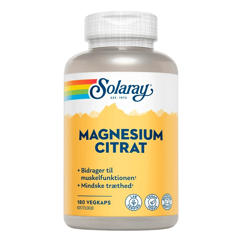 Solaray Magnesium Citrat Økonomidåse - 180 kaps.