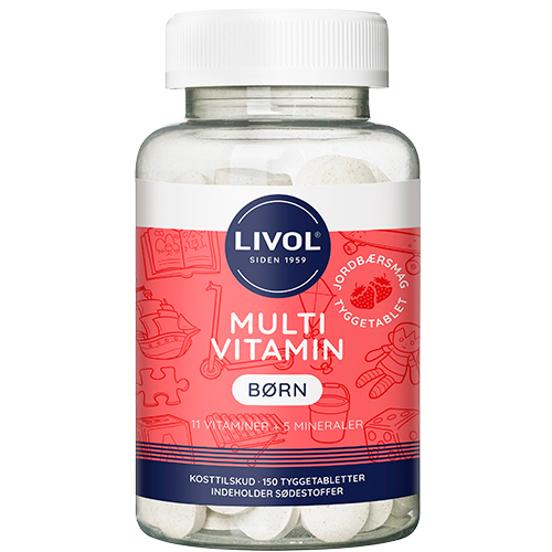 Livol Multi Total Børn - Jordbær - 150 tyggetabletter.
