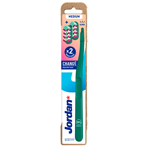 Jordan Medium Toothbrush 2 Heads + 1 Handle (1 sæt)