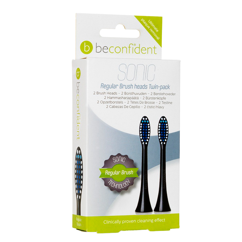 Beconfident Sonic Toothbrush Heads Regular Black (2 stk)
