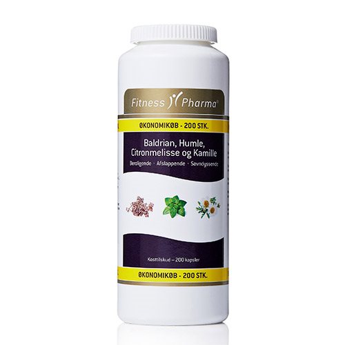 Fitness Pharma Baldrian, Humle, Citronmelisse og Kamille - 200 kap.