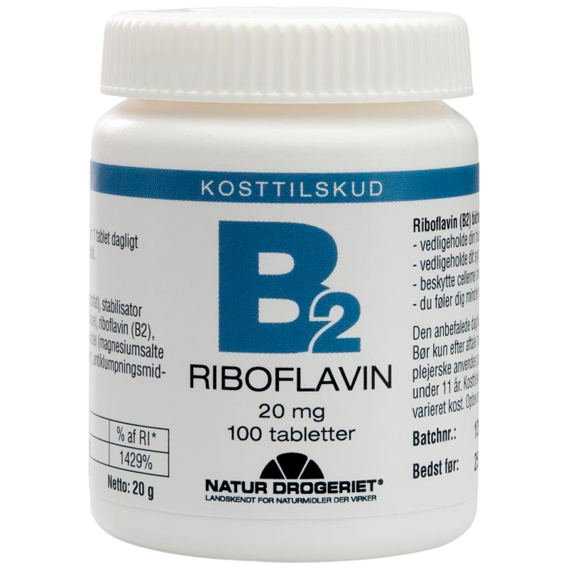 Natur-Drogeriet B2 vitamin 20 mg - 100 tabs.