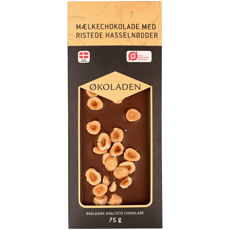 Økoladen Mælkechokolade M. Ristede Hasselnødder Ø (75 g)