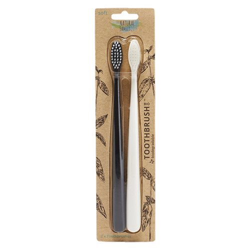 Natural Family Co. Tandbørste Bio 2 pk. sort/hvid