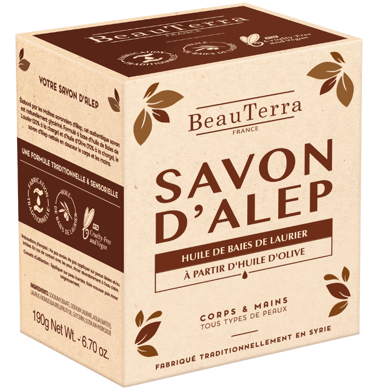 Beau Terra Traditionel Aleppo Sæbebar Uden Parfume (190 g)