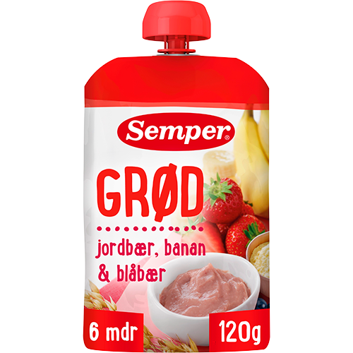 Semper Grød Jordbær/Banan 6M (120 g)
