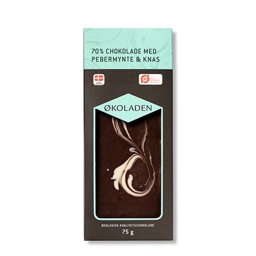 Økoladen Chokolade pebermynte/knas Ø 70% (75 g)