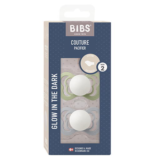 Bibs Pacifier Couture Silicone Size 2 Sage Glow/Cloud Glow (2 stk)