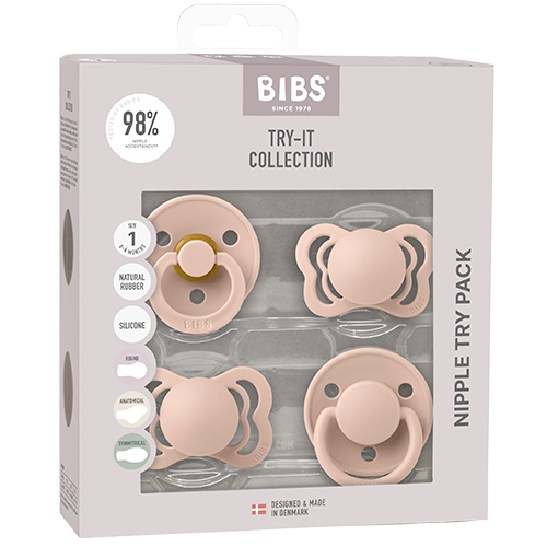 Bibs Pacifiers Try-It Collection Size 1 Blush (4 stk)