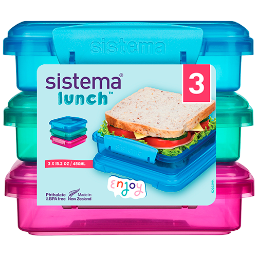 Sistema Opbevaringsboks Sandwich 3-pak blå, pink, grøn