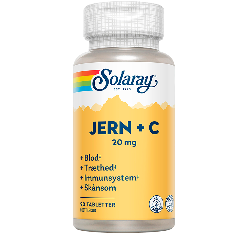 Solaray Jern + C vitamin - 90 tabs.