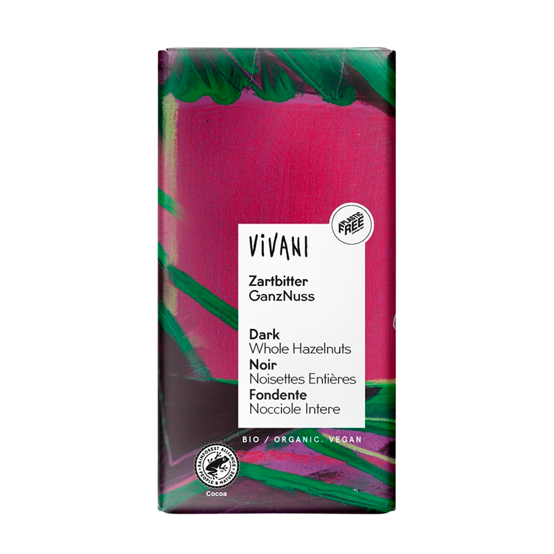Vivani Chokolade Mørk med Hasselnødder Ø - 100 g.