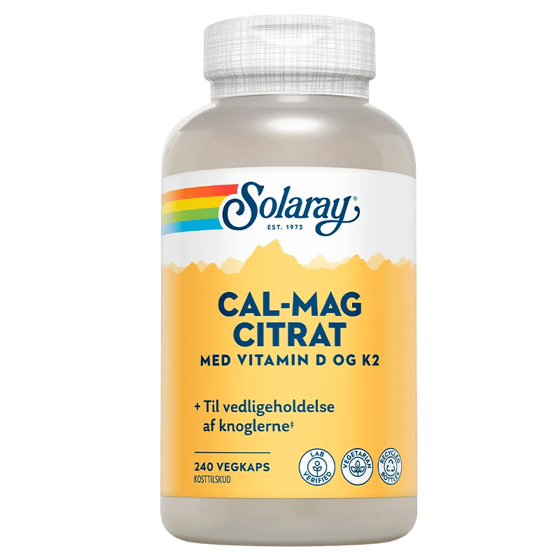 Solaray Cal-Mag Citrat Med Vitamin D & K2 (240 kapsler)