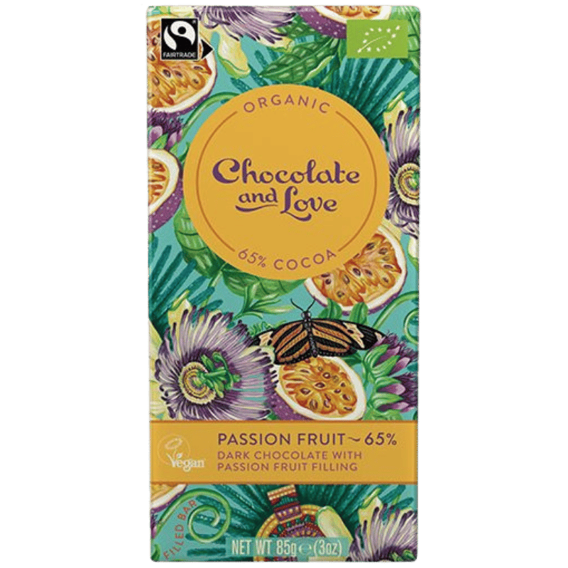 Chocolate And Love Fairtrade Mørk Chokolade Med Passionsfrugt Fyld Ø (85 g)