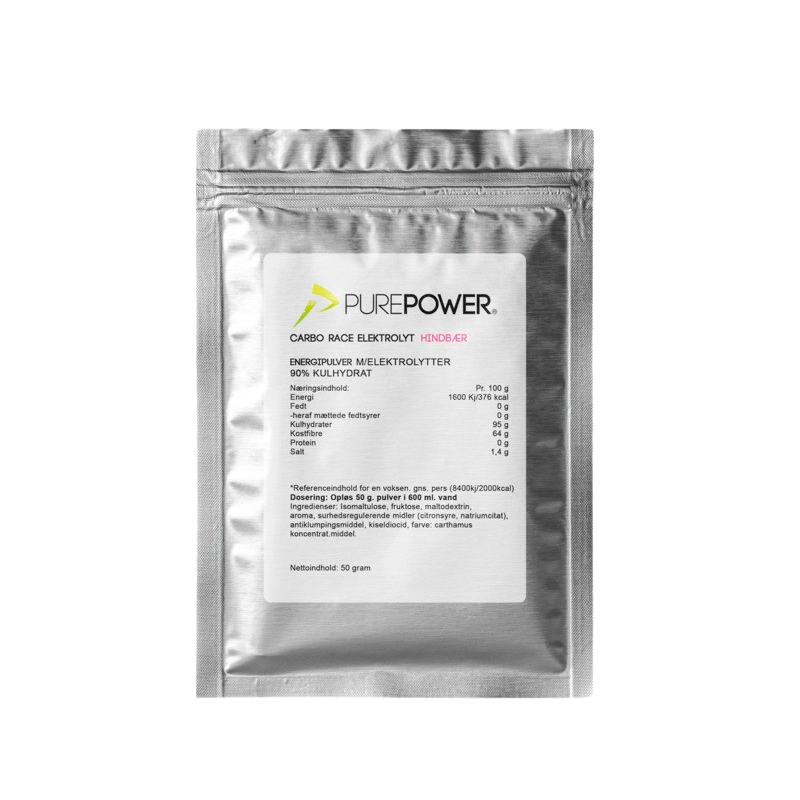PurePower Carbo Race Electrolyte Hindbær (50 g)