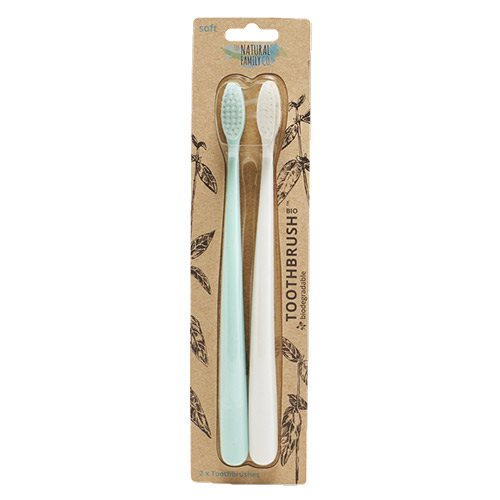 Natural Family Co. Tandbørste Bio 2 pk. Mint/hvid