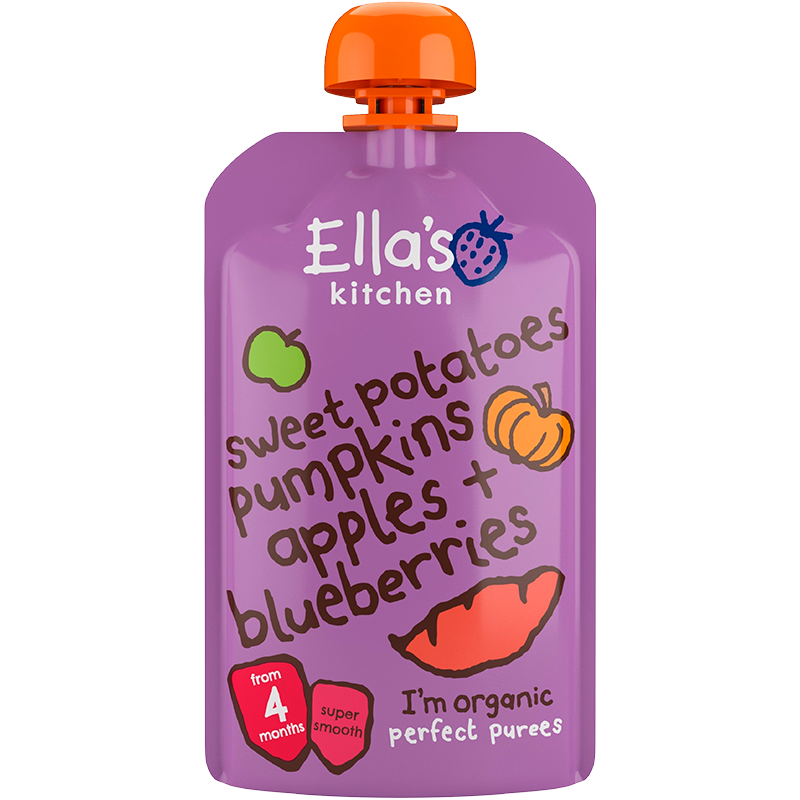 Ellas Kitchen Babymos Kartoffel/Græskar/Æble/Blåbær Ø 4 Mdr - 120 gr