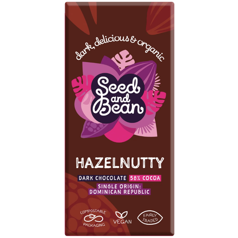 Seed & Bean Mørk Chokolade 58% Hasselnød Ø (75 g)