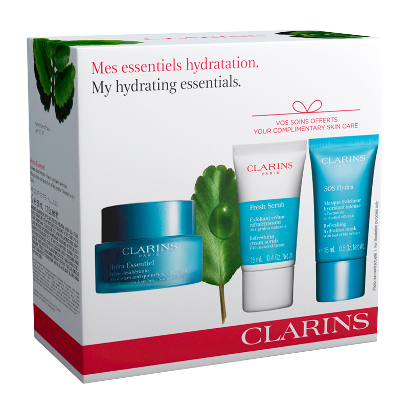 Clarins Set: Hydra Day, Fresh Scrub, SOS Hydra Mask (80 ml)