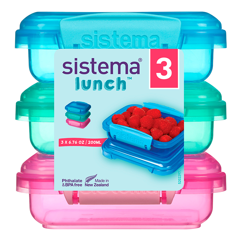 Sistema Opbevaringsboks 3-pack Blå, pink, grøn (200 ml)