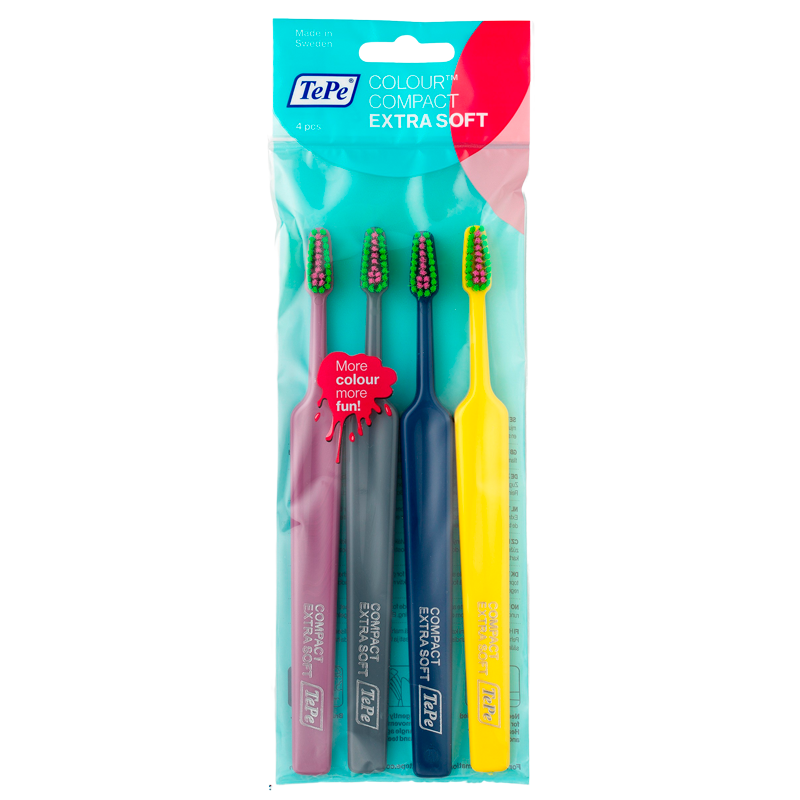 TePe Colour Compact X-soft Tandbørste - 4 stk