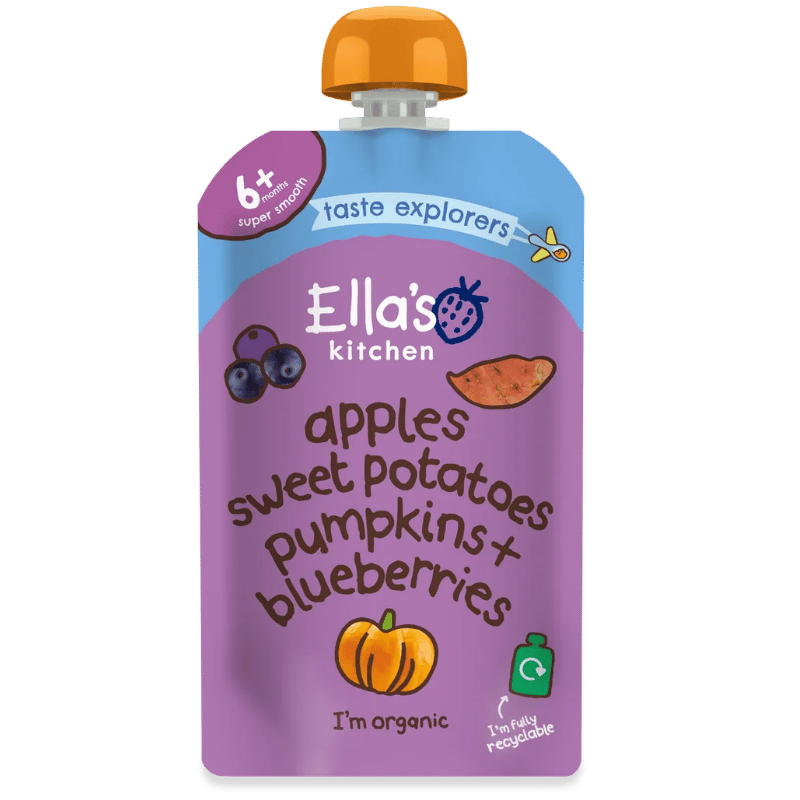 Ellas Kitchen Babymos Kartoffel/Græskar æble/Blåbær Ø 6 Mdr (120 gr)