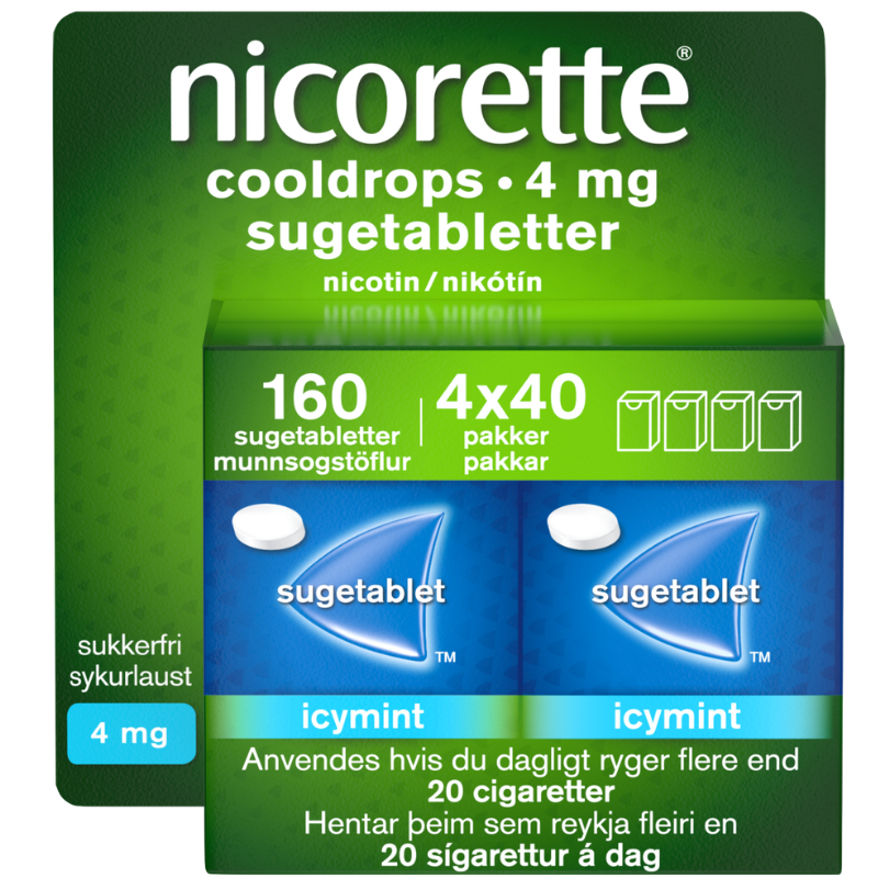 Nicorette Cooldrops Sugetabletter 4 mg (160 stk)
