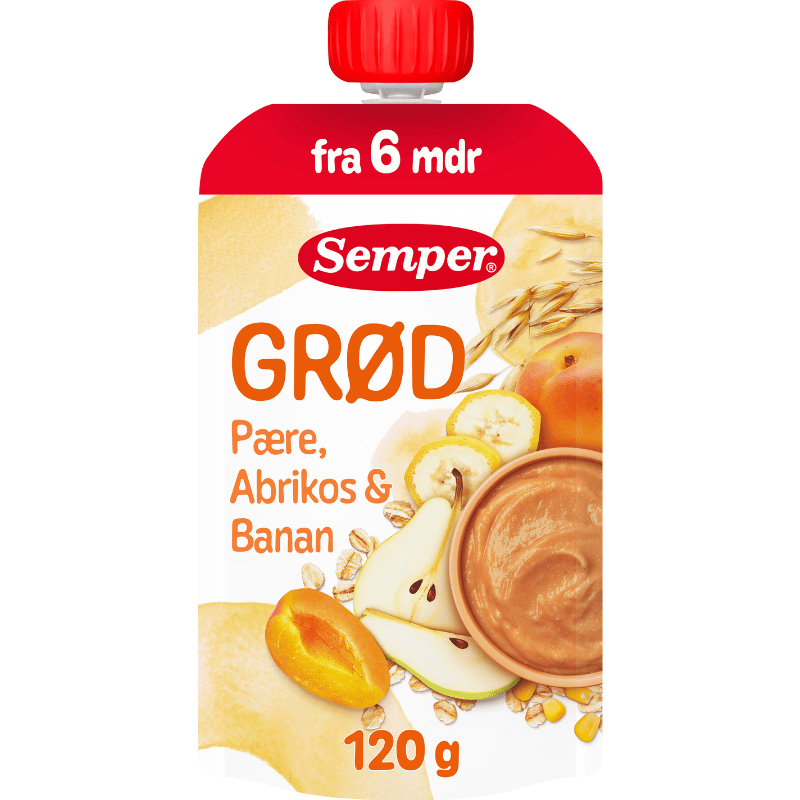 Semper Grød Smoothie Pære/Abrikos 6M (120 g)