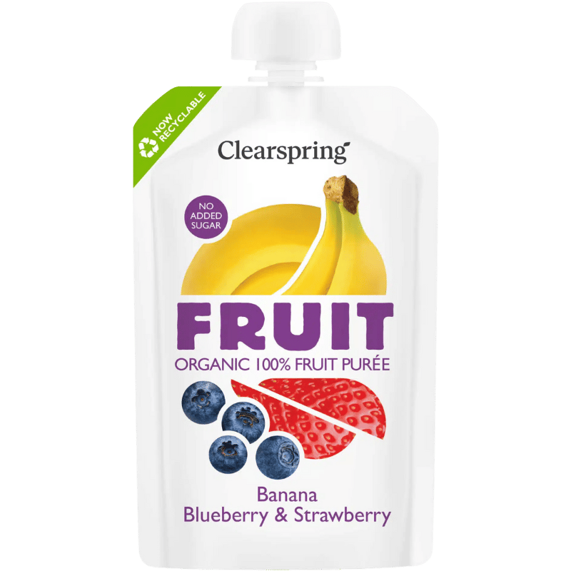 Clearspring 100% Fruit Puré Banan, Blåbær & Jordbær Ø (100 g)