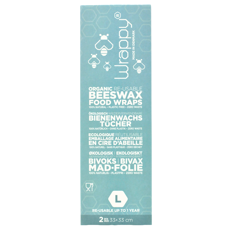 Wrappy Genanvendeligt Bivoks Madindpakning Ø 33x33 cm - 2 stk