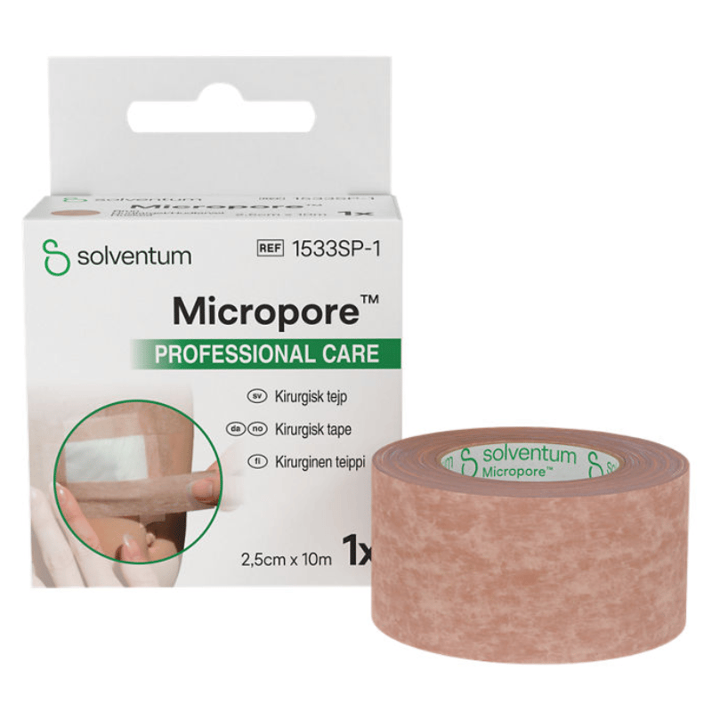 Micropore Kirurgisk Tape Lysebrun - 2,5 cm x 10 m (1 stk)