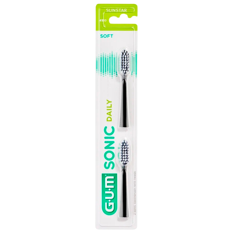 GUM Refill Sonic Sort Børstehoveder (2 stk)