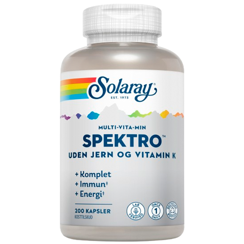 Solaray Spektro Multi-Vita-Min Uden Jern & Vitamin K (200 kaps)