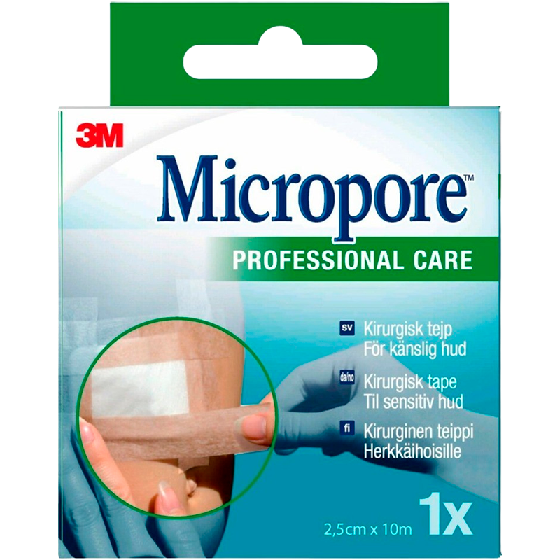 Micropore Kirurgisk Tape Lysebrun - 2,5 cm x 10 m (1 stk)