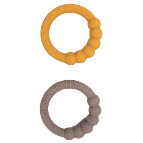 Filibabba Bidering I Silikone Warm Grey & Honey Gold (2 stk)
