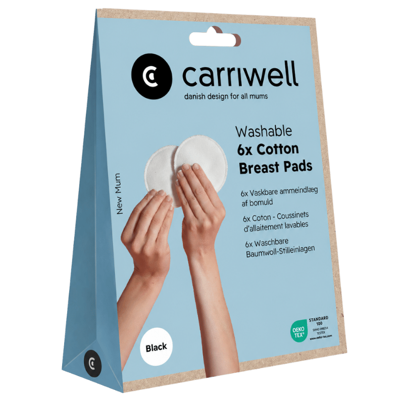 Carriwell Washable Breast Pads Black - 6 stk