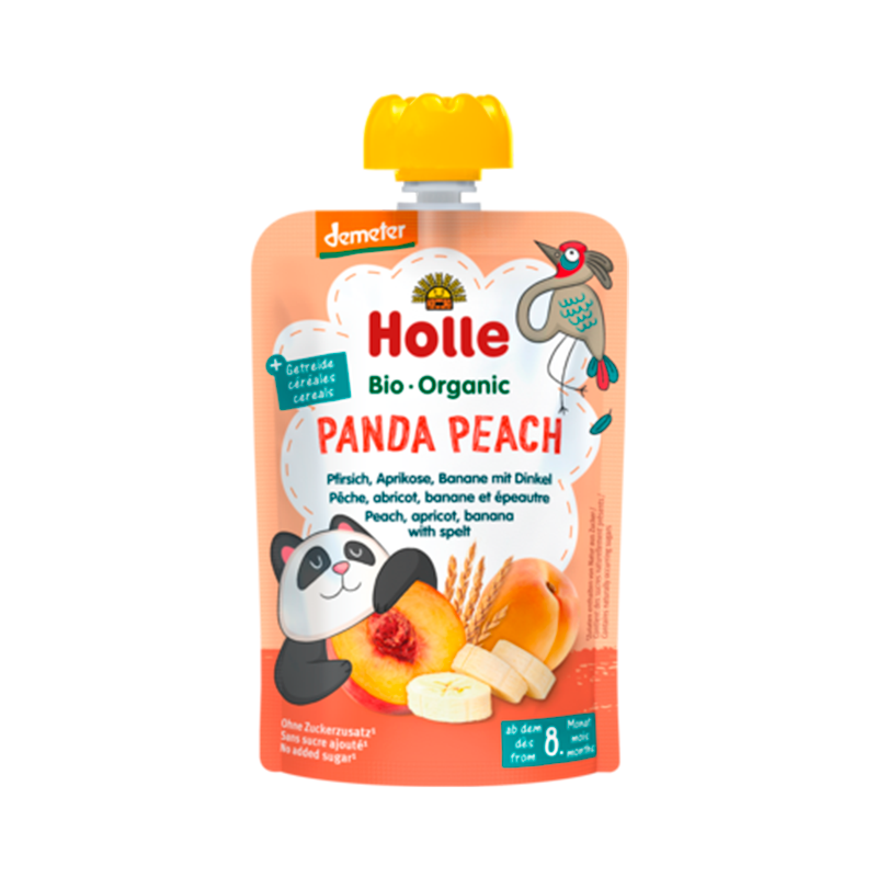 Holle Panda Peach Fersken Aprikos & Banan Spelt Grød - 100 g