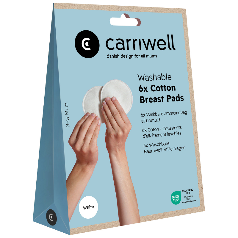 Carriwell Washable Breast Pads White - 6 stk