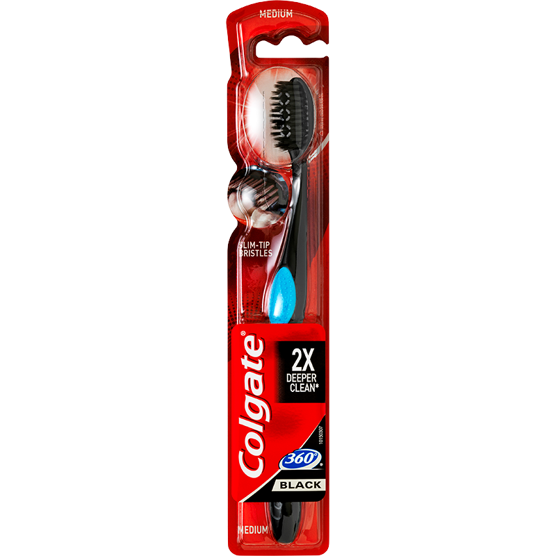 Colgate 360 Black Medium Tandbørste (1 stk)