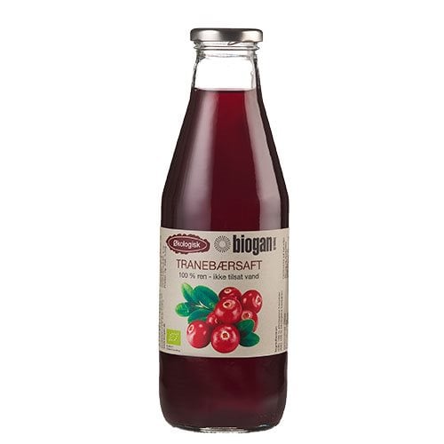Biogan Tranebærsaft 100% ren saft Ø - 750 ml.