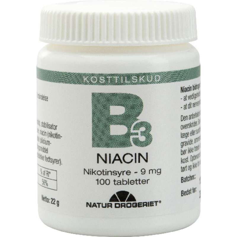 Natur Drogeriet B3 Niacin Nikotinsyre 9 mg - 100 tab.