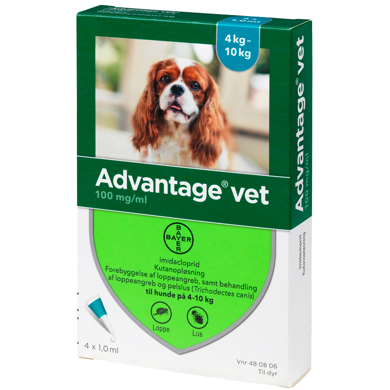 Advantage Vet 10% Hund 4-10 Kg - 4x1 ml.