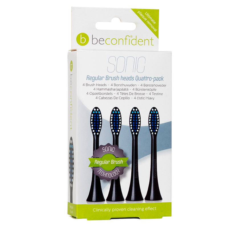 Beconfident Sonic Toothbrush Heads Regular Black (4 stk)